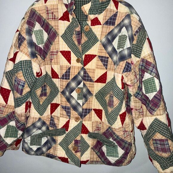 Vintage PatchMagic Reversible Quilted Jacket Women’s Patchwork Plaid Country Cot - Picture 9 of 15